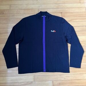 FedEx Stan Herman VF Imagewear Navy Purple Full Zip Cardigan Sweater Mens XL
